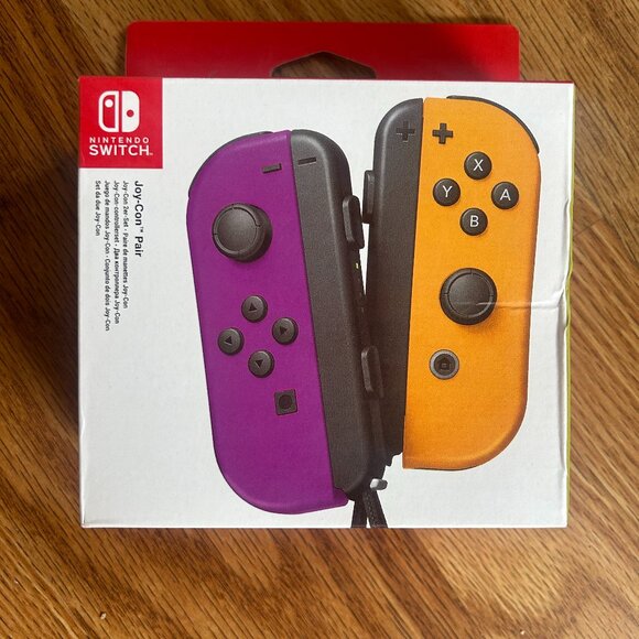 Nintendo Switch Joy-Con (L)/(R) - Neon Purple/Neon Orange - 100% AUTHENTIC - Picture 1 of 2